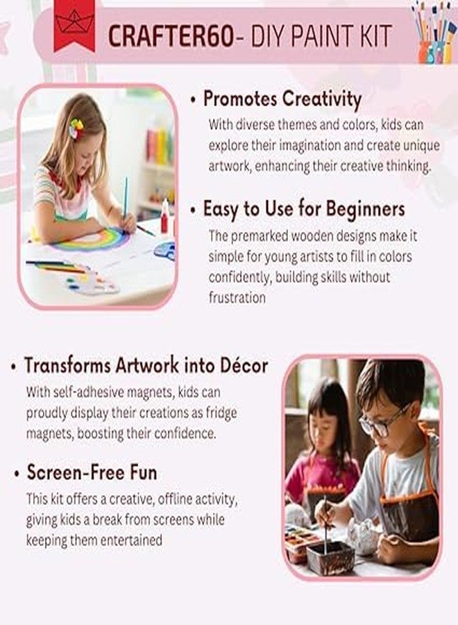 CRAFTER60 DIY Wooden Painting Kit for Kids 5+ - DIY Art & Craft Set with Paints, Brushes & Cutouts - Educational Creative Toy (Christmas) - Image 2